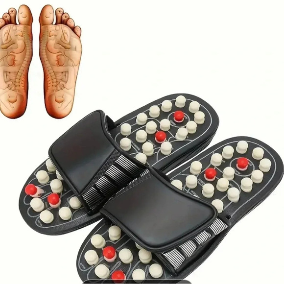 Acupuncture Pain Relief Adjustable Rubber Sandals 8-9 New - Picture 3 of 5